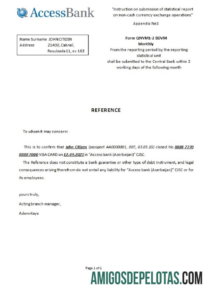 Referência de encerramento de acesso no Azerbaijão exemplo real